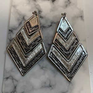 Art Deco style silver-tone dangle earrings